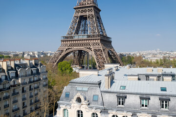 Wall Mural - Tour Eiffel vue depuis un toit à Paris - France
