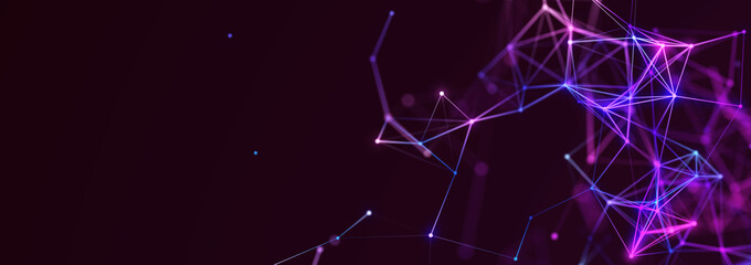 Wall Mural - Polygonal background with dots and lines. Network connection structure. Science and technology. 3d
