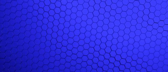 background hexagon pattern abstract background blue panorama 3d illustration