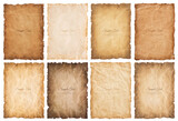 Fototapeta Desenie - collection set old parchment paper sheet vintage aged or texture isolated on white background.