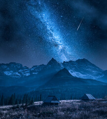 Wall Mural - Milky way over Tatra mountain in Poland