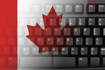 The internet in the Canada with the flag on a black keyboard