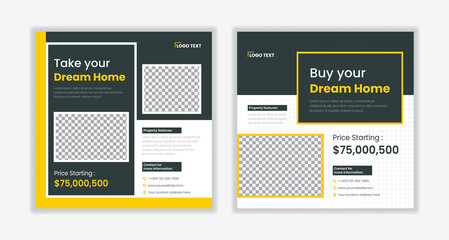 Wall Mural - modern real estate home sale social media post banner design template for digital marketing. with el
