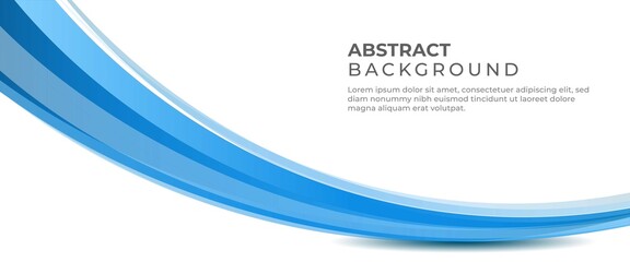 Wall Mural - Modern Business banner template design. Abstract blue wavy, wave, flow shape illustration with space for the text. Editable vector design isolated.