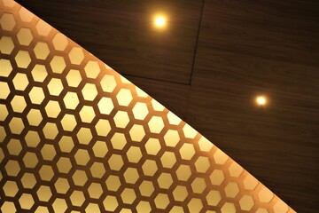 Modern ceiling design with golden lights