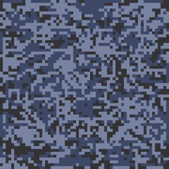 Wall Mural - blue pixel military camouflage, seamless garment print or print