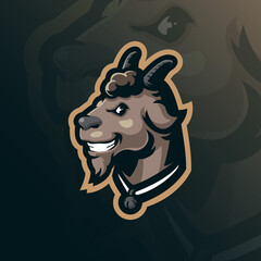 Goat gamer mascot logo design vector with modern illustration concept style for badge, emblem and t shirt printing. Smart goat head illustration.