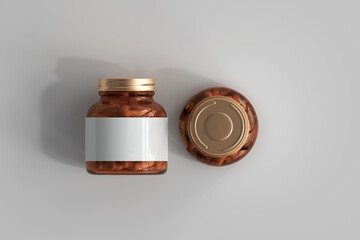 Sticker - Amber medicine pills bottle 3D Rendering