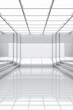 Abstract white backdrop with light and reflection. Elegant highlights clean space modern showroom concept. 3d rendering