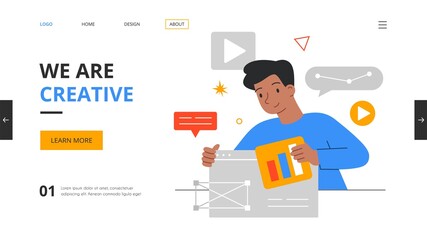 Wall Mural - graphic designer creating website or application design