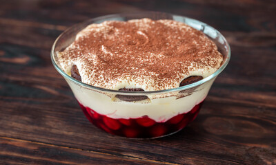 Canvas Print - Dessert with oreo, cherries and cream cheese