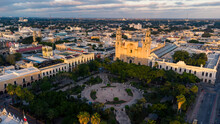 Merida Yucatan Mexico Cathedral At Sunset