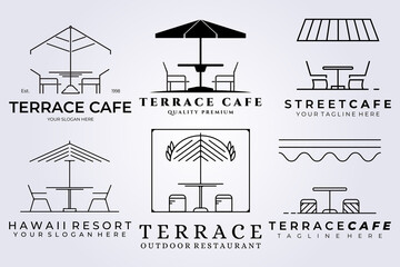 set bundle terrace cafe logo vector icon illustration symbol design coffee shop