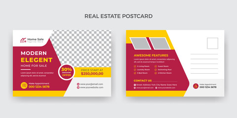 Naklejka na meble Creative Corporate Real Estate Postcard Design Vector Business Template Modern & Elegant Home For Sale.