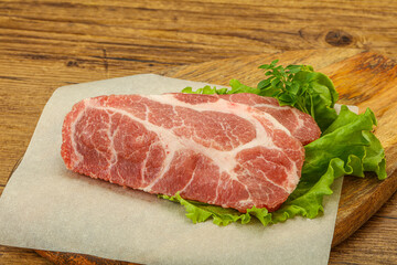 Raw pork meat neck steack