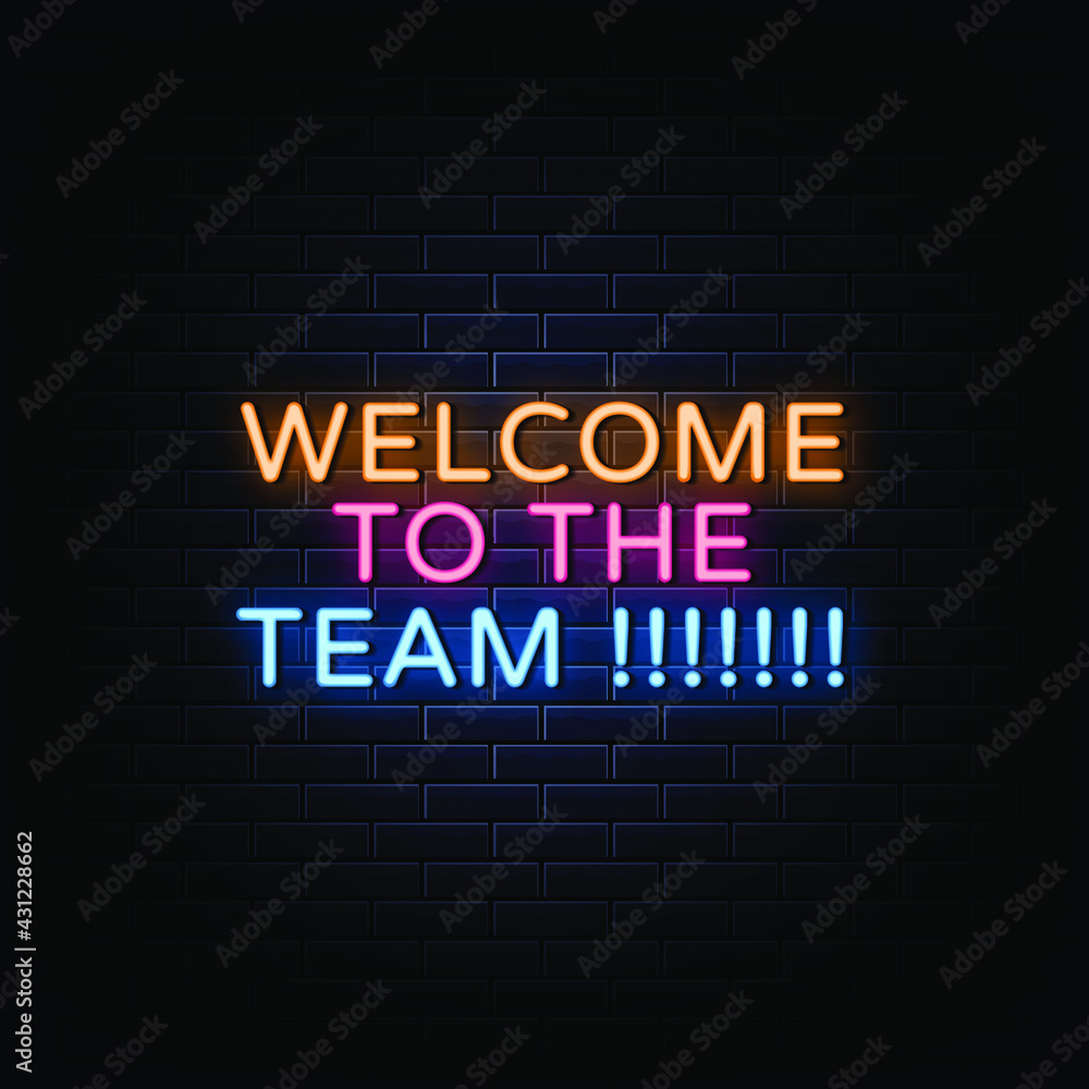 Team Signage Welcome to the team neon sign vector. Stock Vector | Adobe Stock