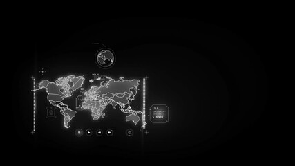 Canvas Print - virtual panel of geolocation programs with maps, animation with alpha channel.