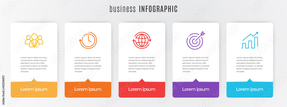 Modern timeline infographic template 5 steps Stock Vector | Adobe Stock