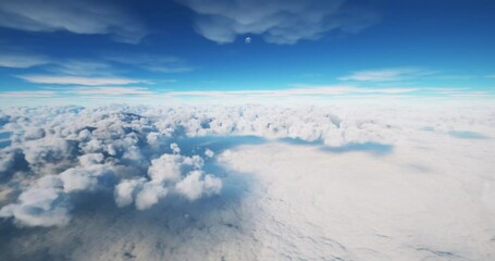 Wall Mural - view of the moon over the clouds from a plane