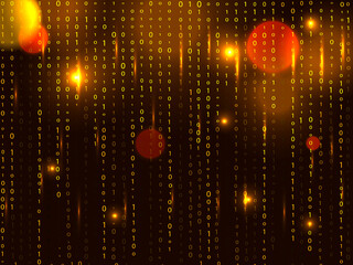 Matrix black and burning gold background. Vector stock illustration for banner, card or poster