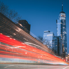 traffic at night New York City beautiful place view buildings cityscape  