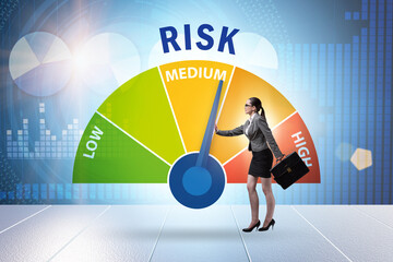 Wall Mural - Businesswoman in risk metering and management concept