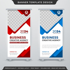 business stand up banner template use for corporate display and promotion kit
