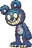 Fototapeta Dinusie - Scary blue Teddy bear with red veins popping out . Vector clip art illustration with simple gradients. All on a single layer. 
