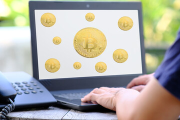 Poster - cryptocurrency coin and digital currency money concept