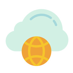 Wall Mural - cloud connection internet technology single isolated icon with flat style