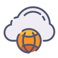 Wall Mural - cloud connection internet technology single isolated icon with flat dash or dashed style