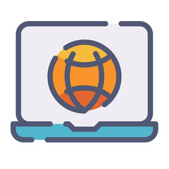 Wall Mural - browsing laptop internet web single isolated icon with flat dash or dashed style