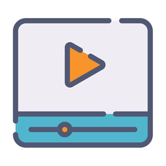 Wall Mural - video multimedia streaming movie single isolated icon with flat dash or dashed style