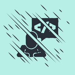 Black Web design and front end development icon isolated on green background. Glitch style. Vector