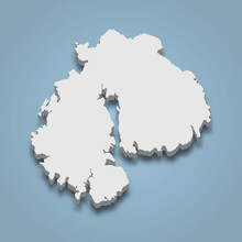 3d Isometric Map Of Mount Desert Is An Island In Maine, Isolated Vector Illustration