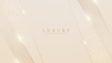 Golden Lines Luxury On Cream Color Background. Elegant Realistic Paper Cut Style 3d. Vector Illustration About Soft And Beautiful Feeling.