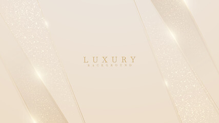 golden lines luxury on cream color background. elegant realistic paper cut style 3d. vector illustra