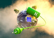 Umwelt und Energiegewinnung - Grüner Wasserstoff- Tank auf dem Planeten Erde