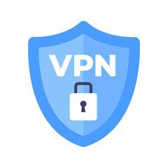 Wall Mural - Wireless shield VPN wifi icon sign flat design vector illustration. Wifi internet signal symbols in the security shield isolated on white background.