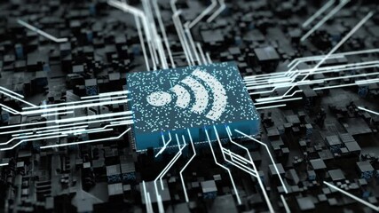 Wall Mural - global dissemination of information on the internet. wireless digital signal in an abstract online c