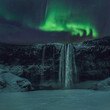 Aurora borealis (Northern lights) Seljalandsfoss