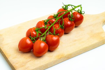 Wall Mural - red tomatoes arranged on raw boards.