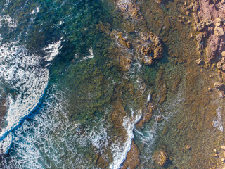  Aerial view of waves by the shore