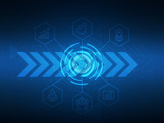 Wall Mural - abstract futuristic technology, hitech with business icons