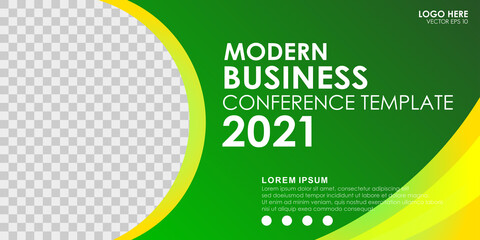 Wall Mural - abstract green banner design template. modern geometric background for business conference 2021. vec