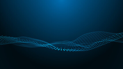 abstract digital background. futuristic wave of dots and weave lines. digital technology. 3d renderi