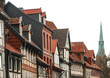 famous historic half-timbered houses in hildesheim, germany, street view