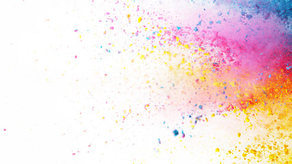 Wall Mural - Colored powder explosion, isolated on white background