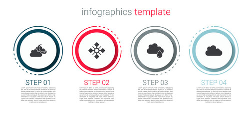 Sticker - Set Cloud with moon, Snowflake, rain and . Business infographic template. Vector