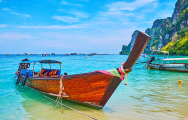 Poster - The longtail boat at Phi Phi Don Island beach, Krabi, Thailand